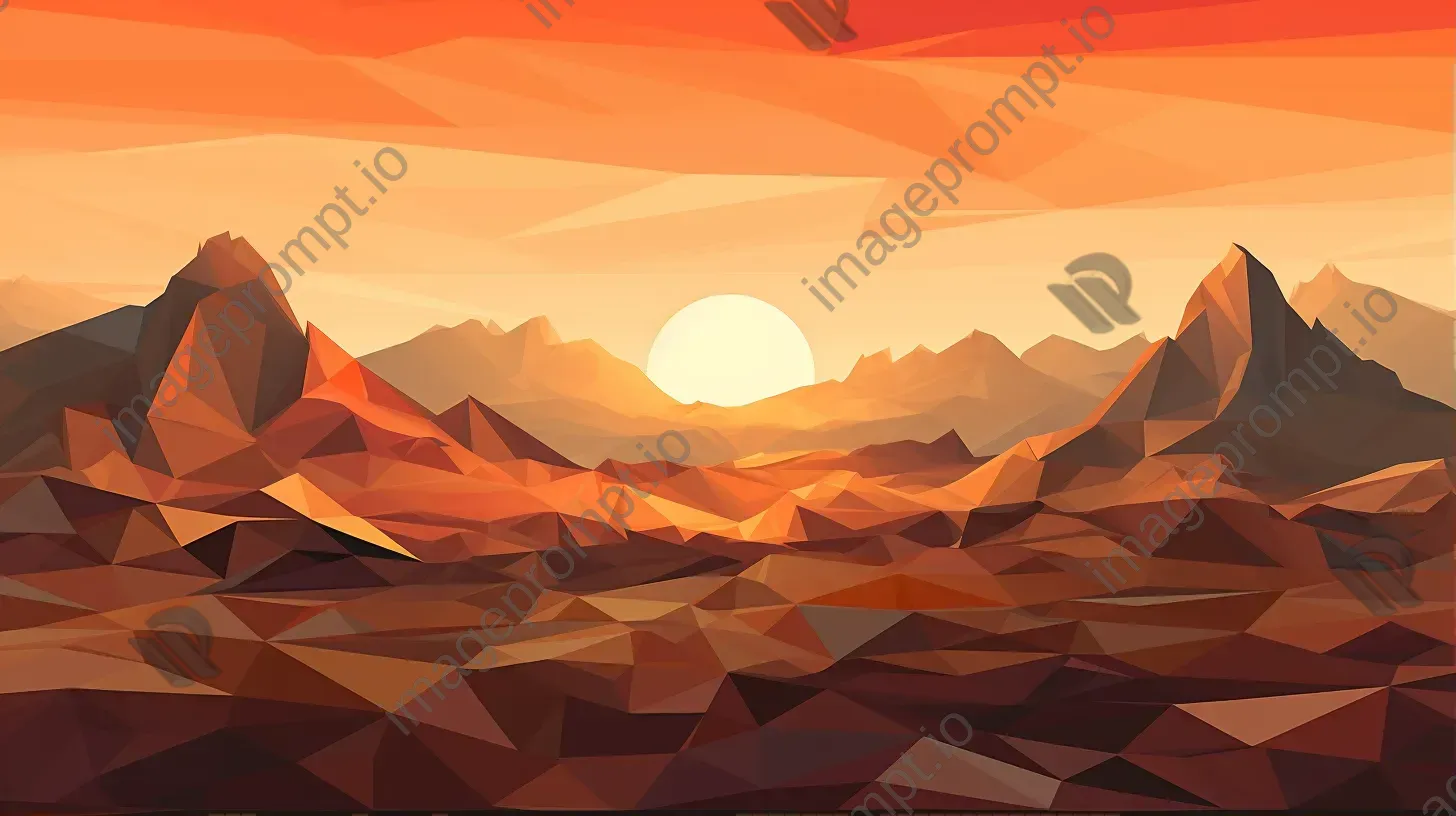 Polygonal depiction of a desert landscape at dusk - Image 1