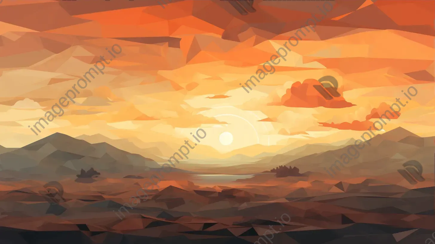 Polygonal depiction of a desert landscape at dusk - Image 3