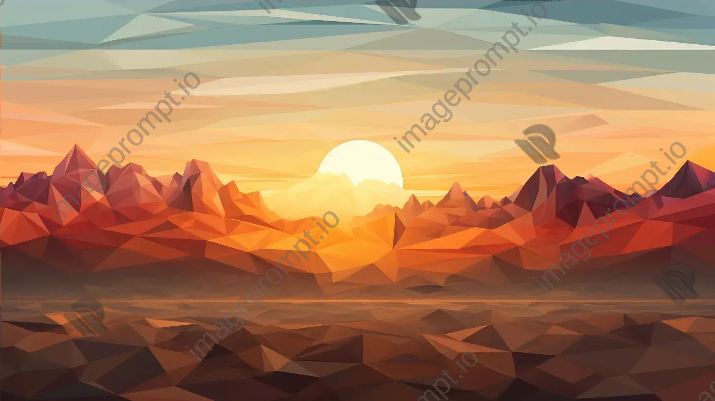 Polygonal depiction of a desert landscape at dusk - Image 4