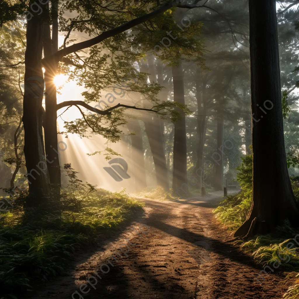 Forest pathway under sunlight and trees - Image 3