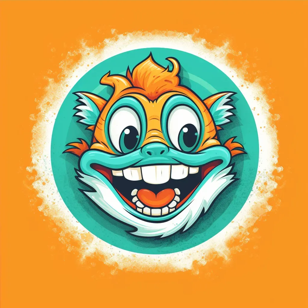 Whimsical cartoon logo for novelty t-shirt brand in orange and teal - Image 4