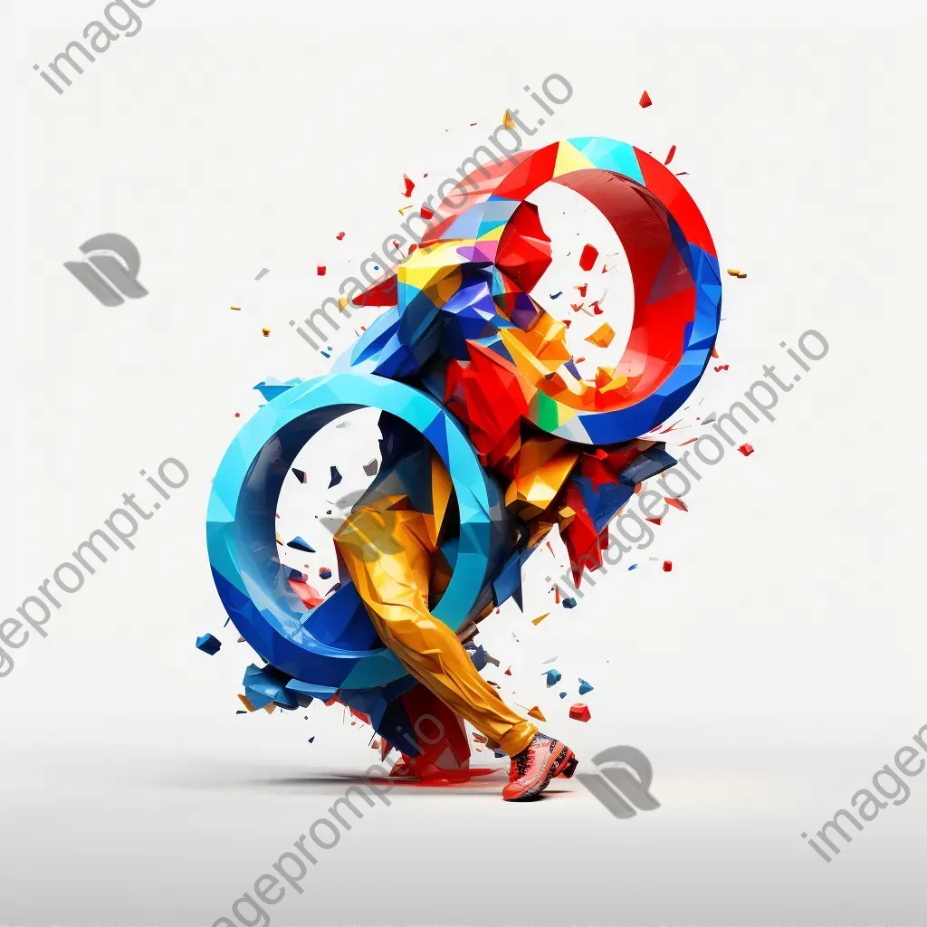 Sporty typography representing various sports equipment in vibrant low poly style - Image 2