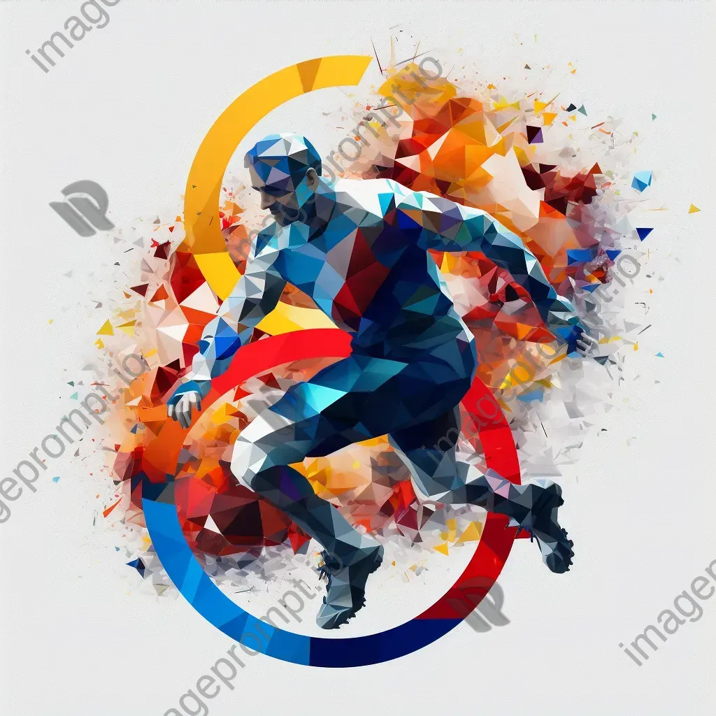 Sporty typography representing various sports equipment in vibrant low poly style - Image 4