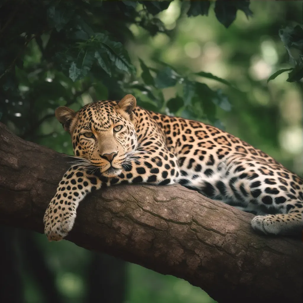 Leopard Lazing on a Tree Branch