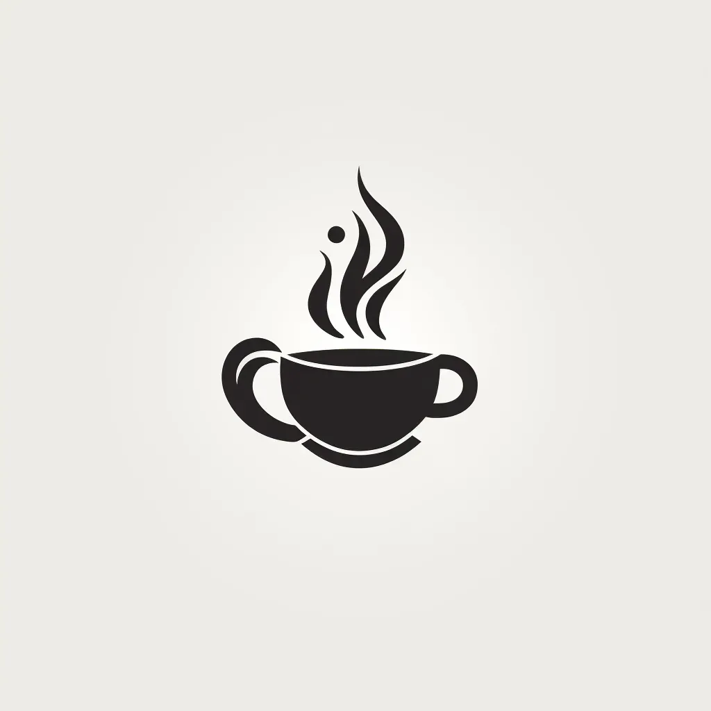 Coffee cup icon with steam in black and white on a clean background - Image 2