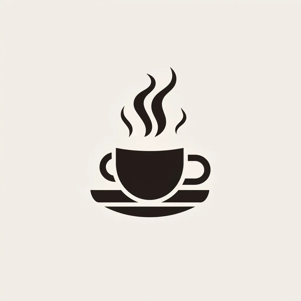 Coffee cup icon with steam in black and white on a clean background - Image 4