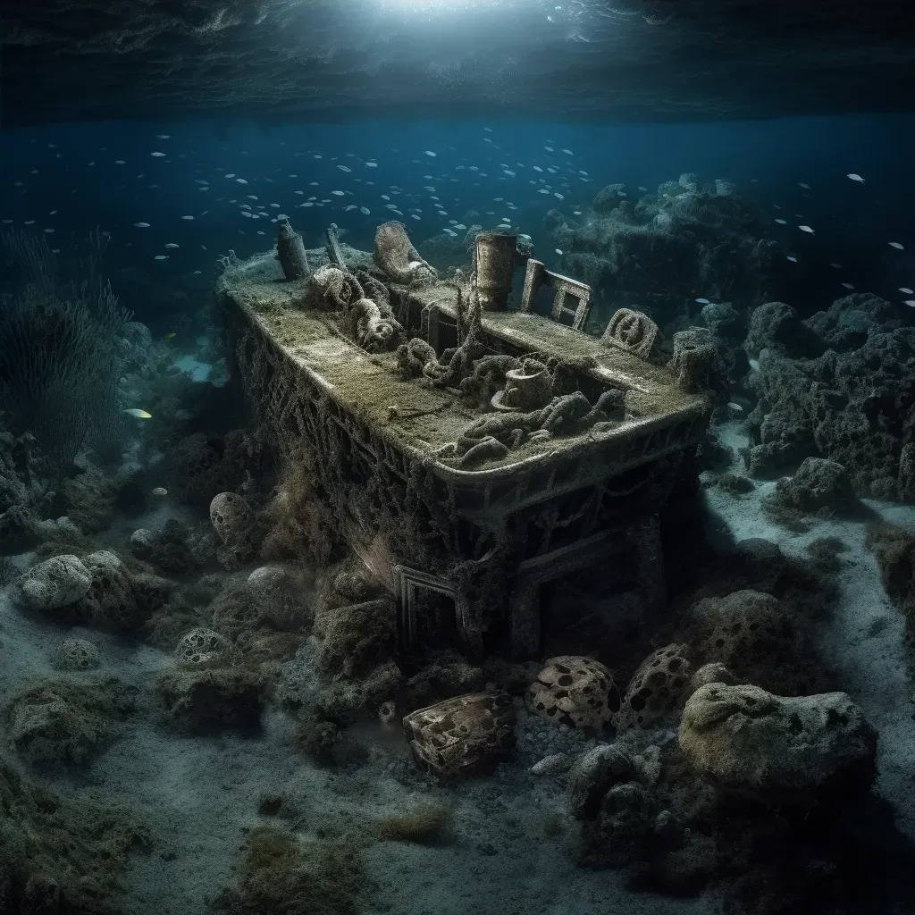 Titanic remains on seabed surrounded by darkness and marine life - Image 4