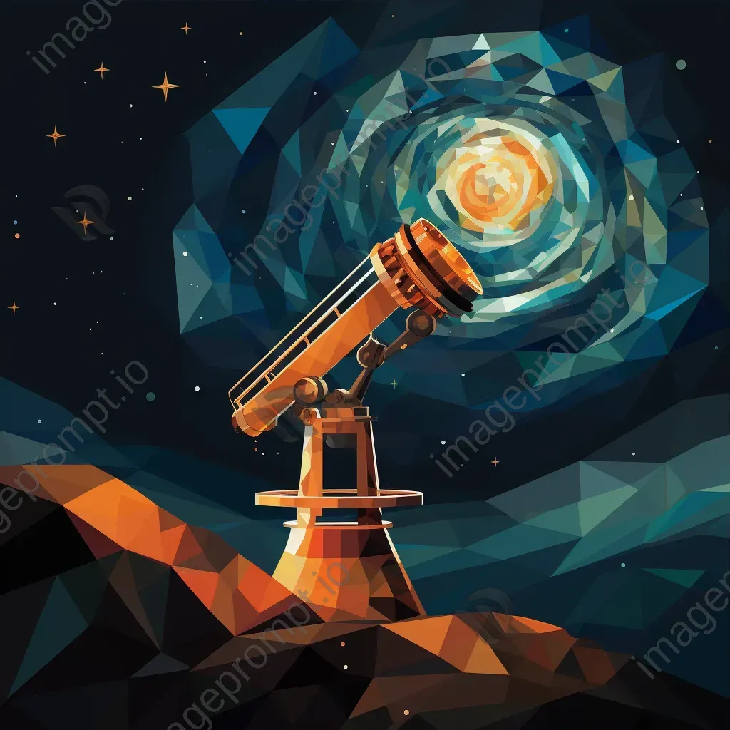 Low poly artwork of a telescope viewing a far-off spiraling galaxy - Image 3