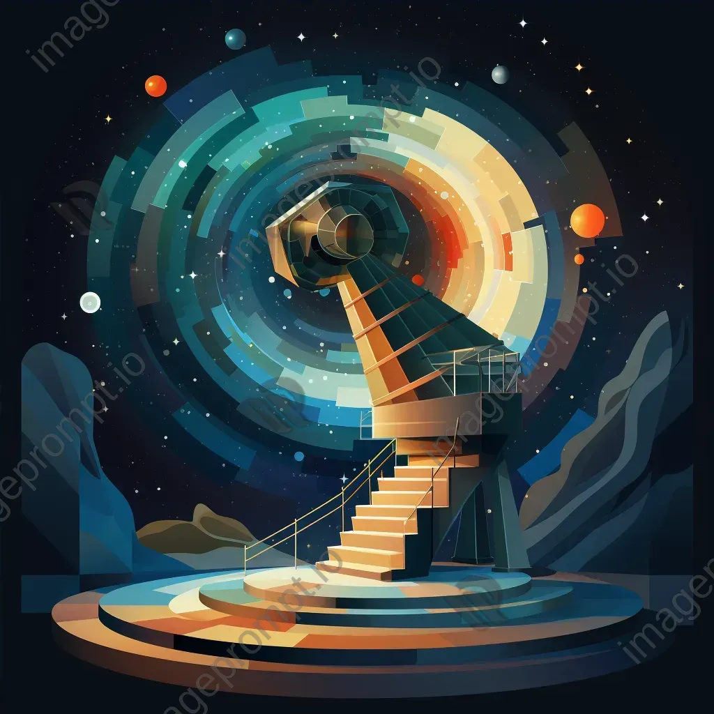 Low poly artwork of a telescope viewing a far-off spiraling galaxy - Image 4