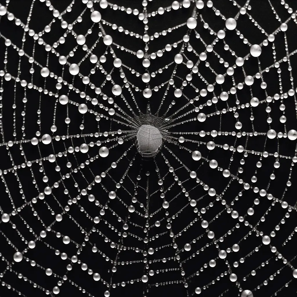 Spider web with dew drops close-up - Image 4