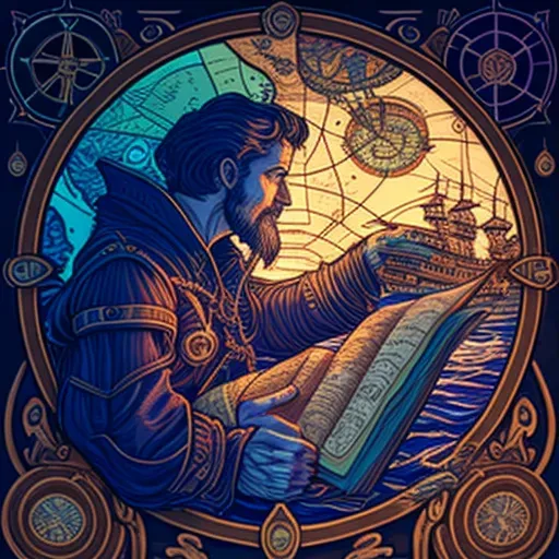 Navigator uses celestial map in uncharted waters - Image 1