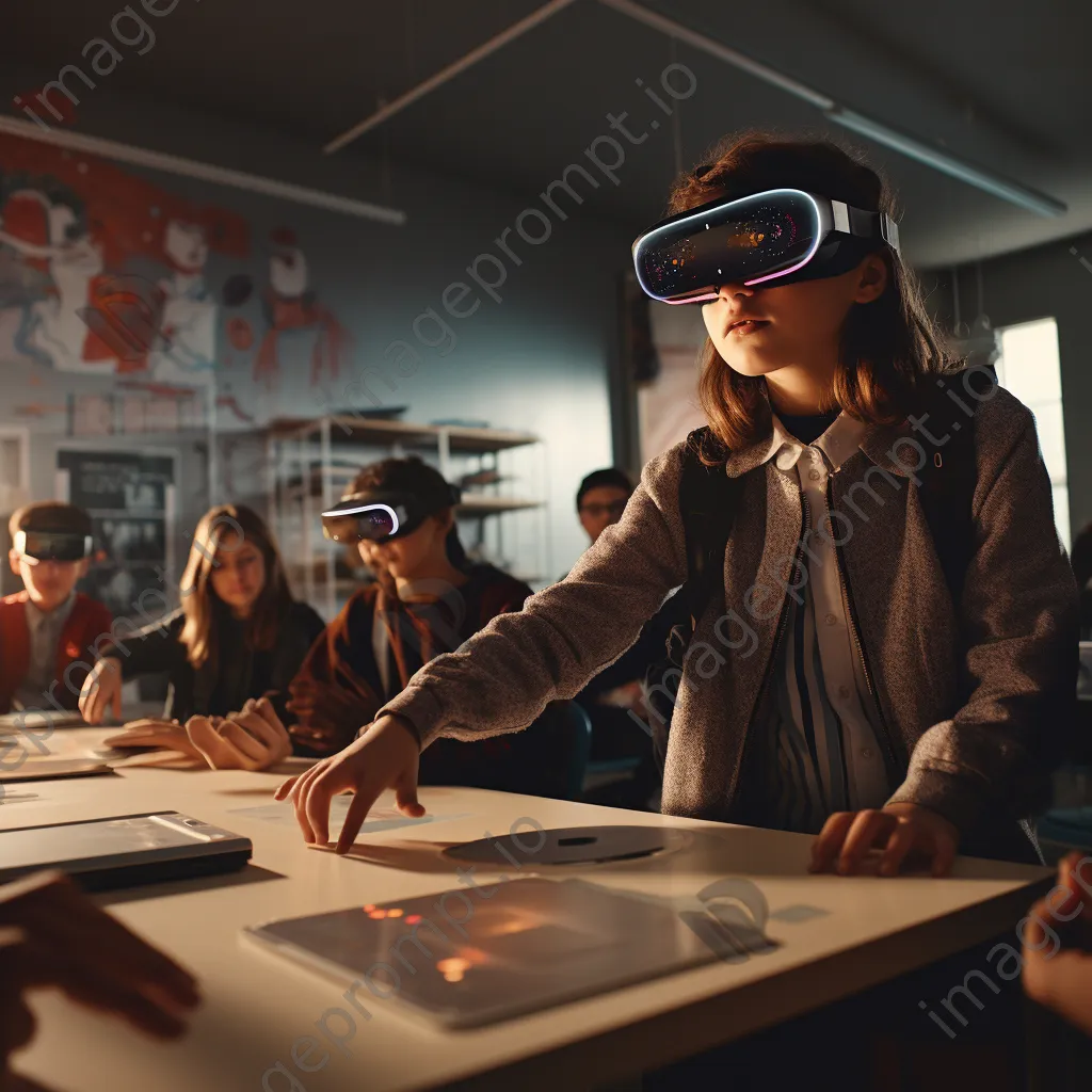 Students using smart glasses during tech-enhanced classroom lesson - Image 1