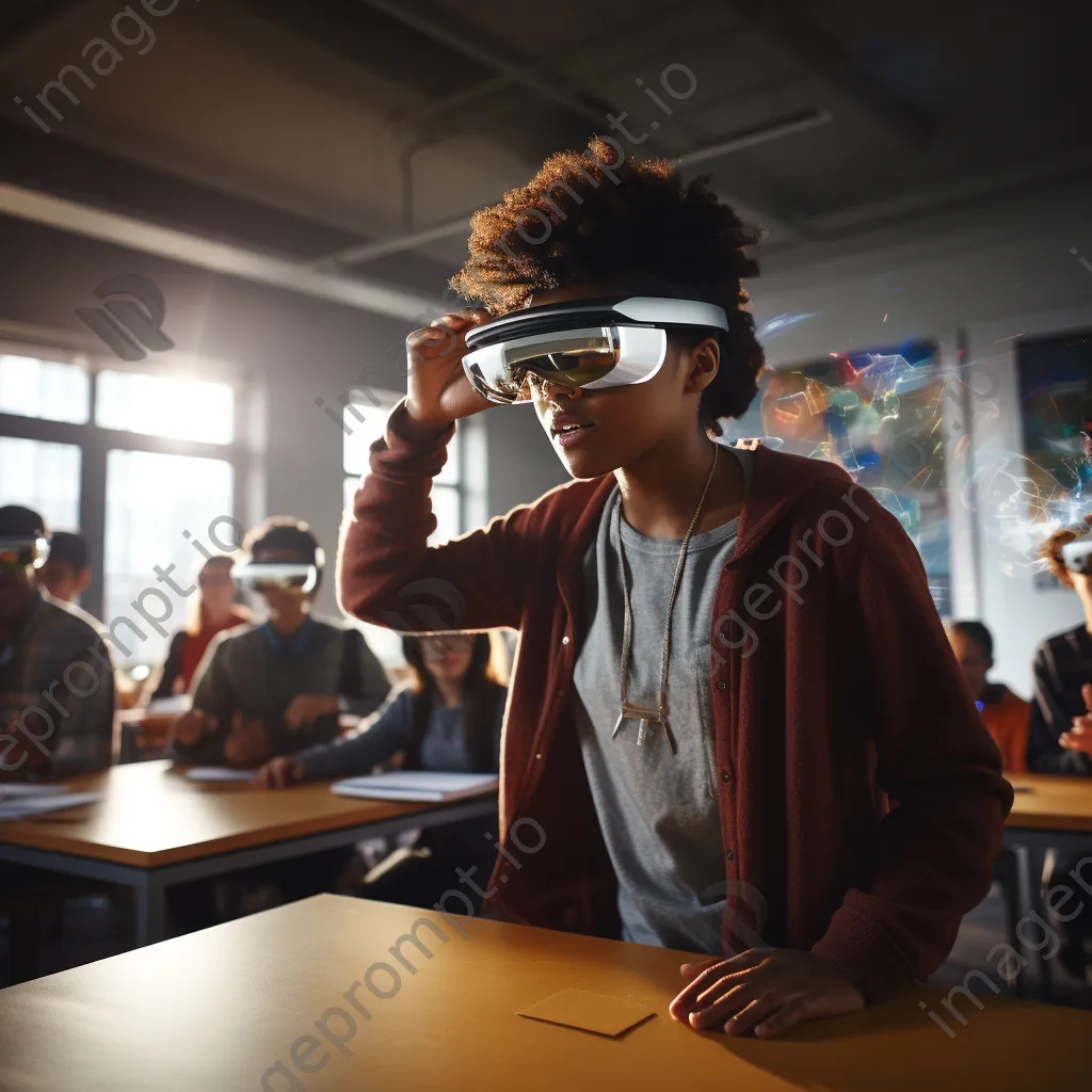 Students using smart glasses during tech-enhanced classroom lesson - Image 2