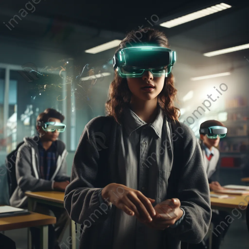 Students using smart glasses during tech-enhanced classroom lesson - Image 4