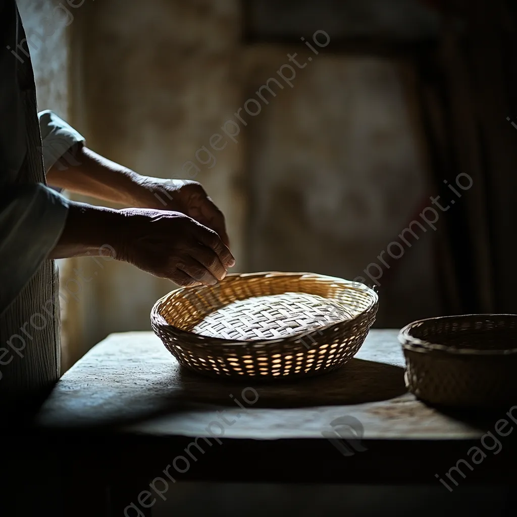 Beautifully woven basket illuminated on a table - Image 4