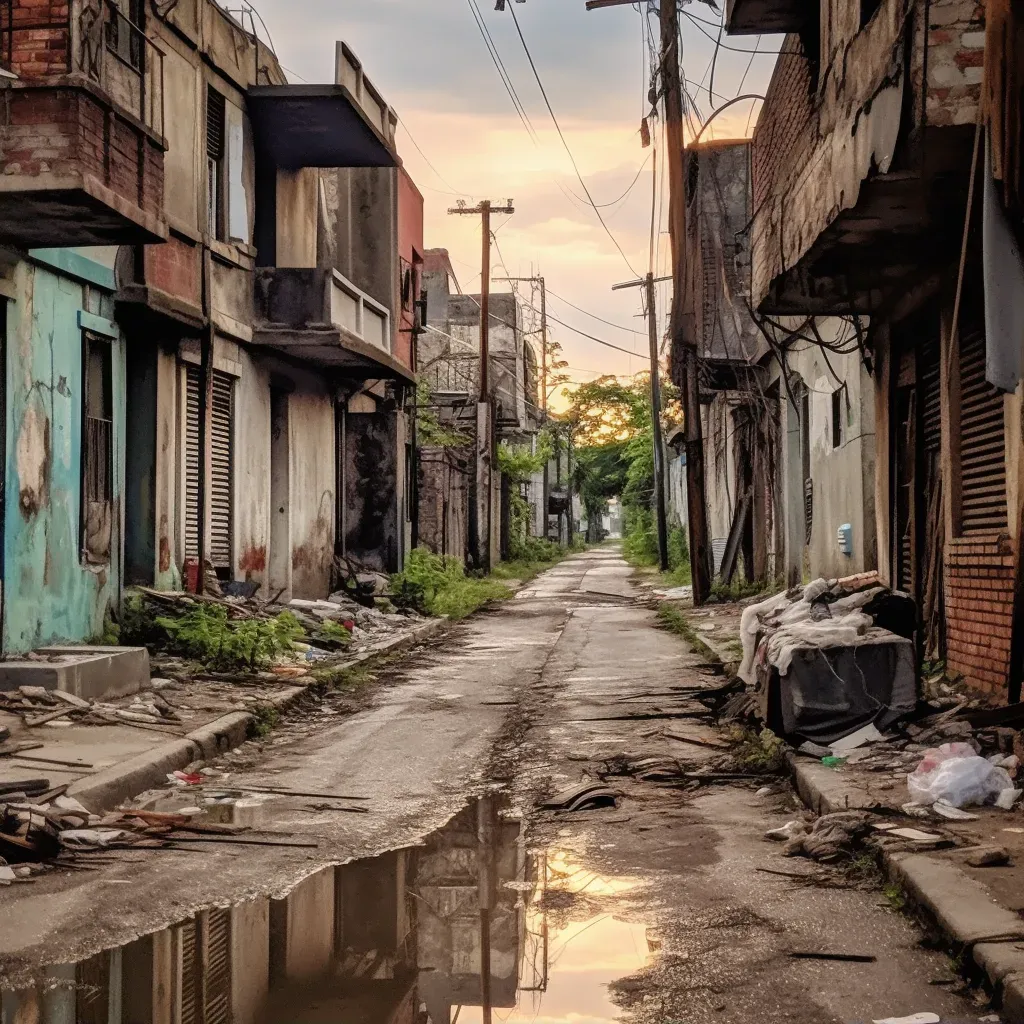 Rundown neighborhood showing effects of urban poverty - Image 2