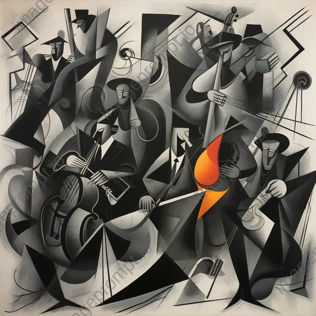 Charcoal drawing illustrating the rhythmic dynamics of a jazz band - Image 4