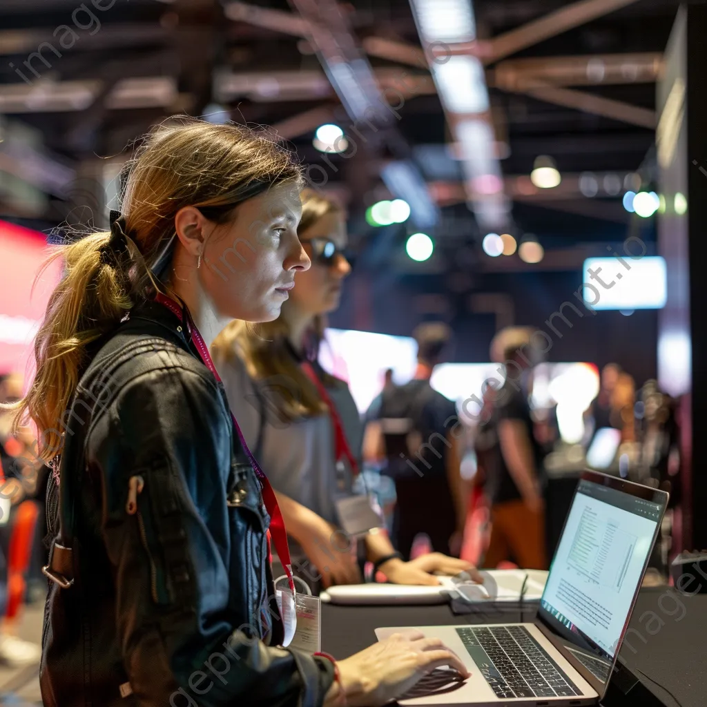 Programmer presenting her work at a tech conference. - Image 1