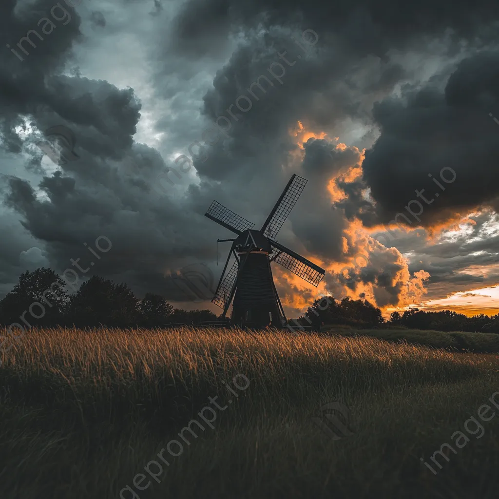 Windmill against stormy clouds - Image 1