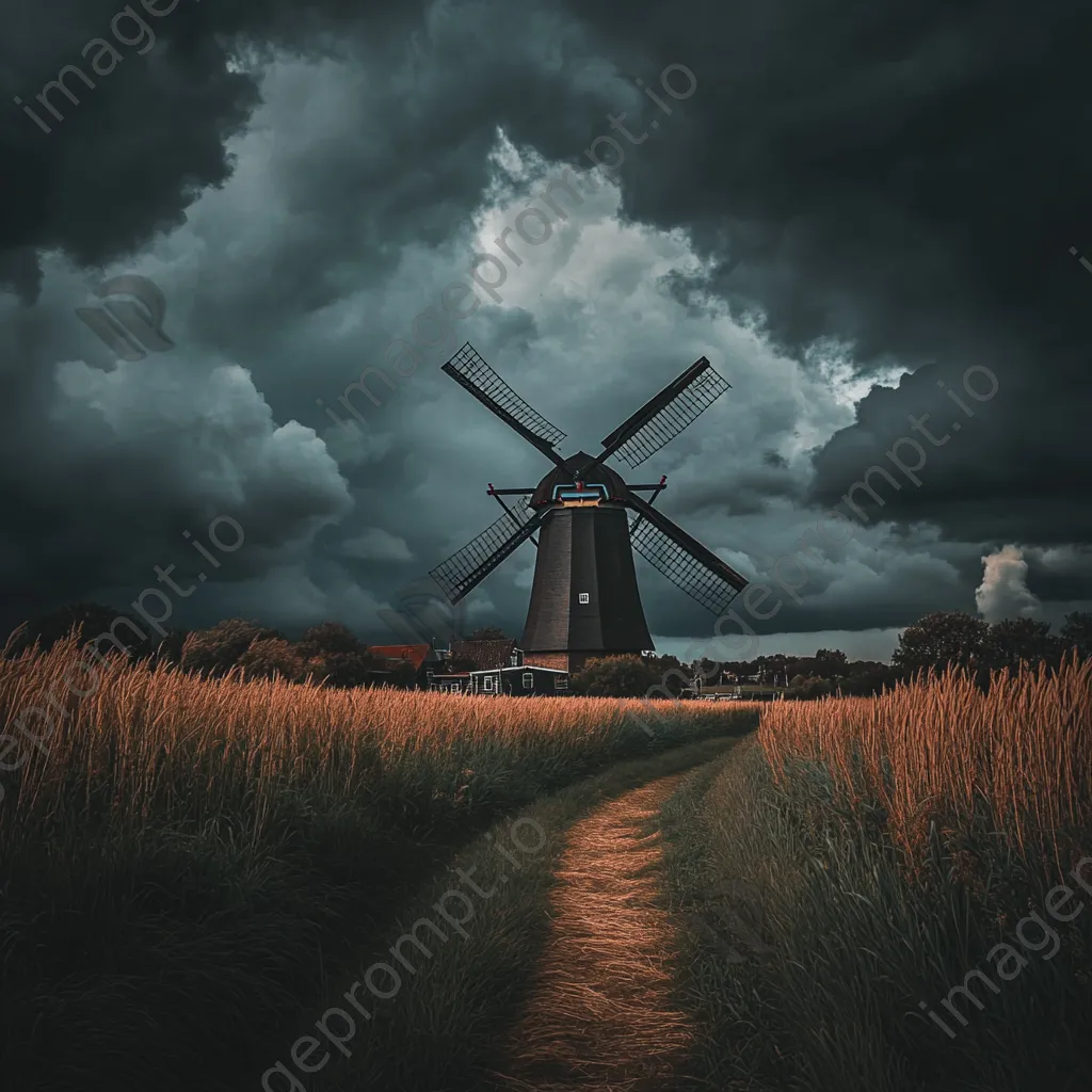 Windmill against stormy clouds - Image 2