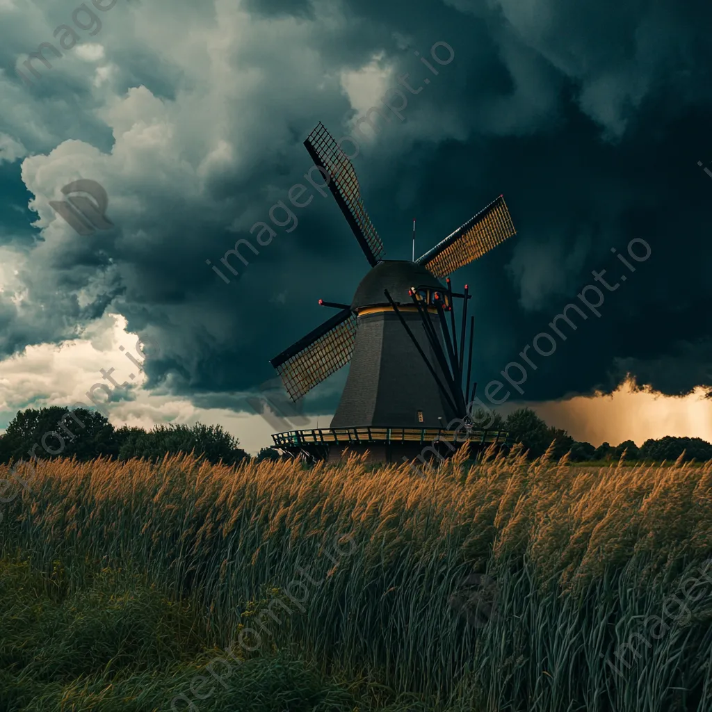 Windmill against stormy clouds - Image 4