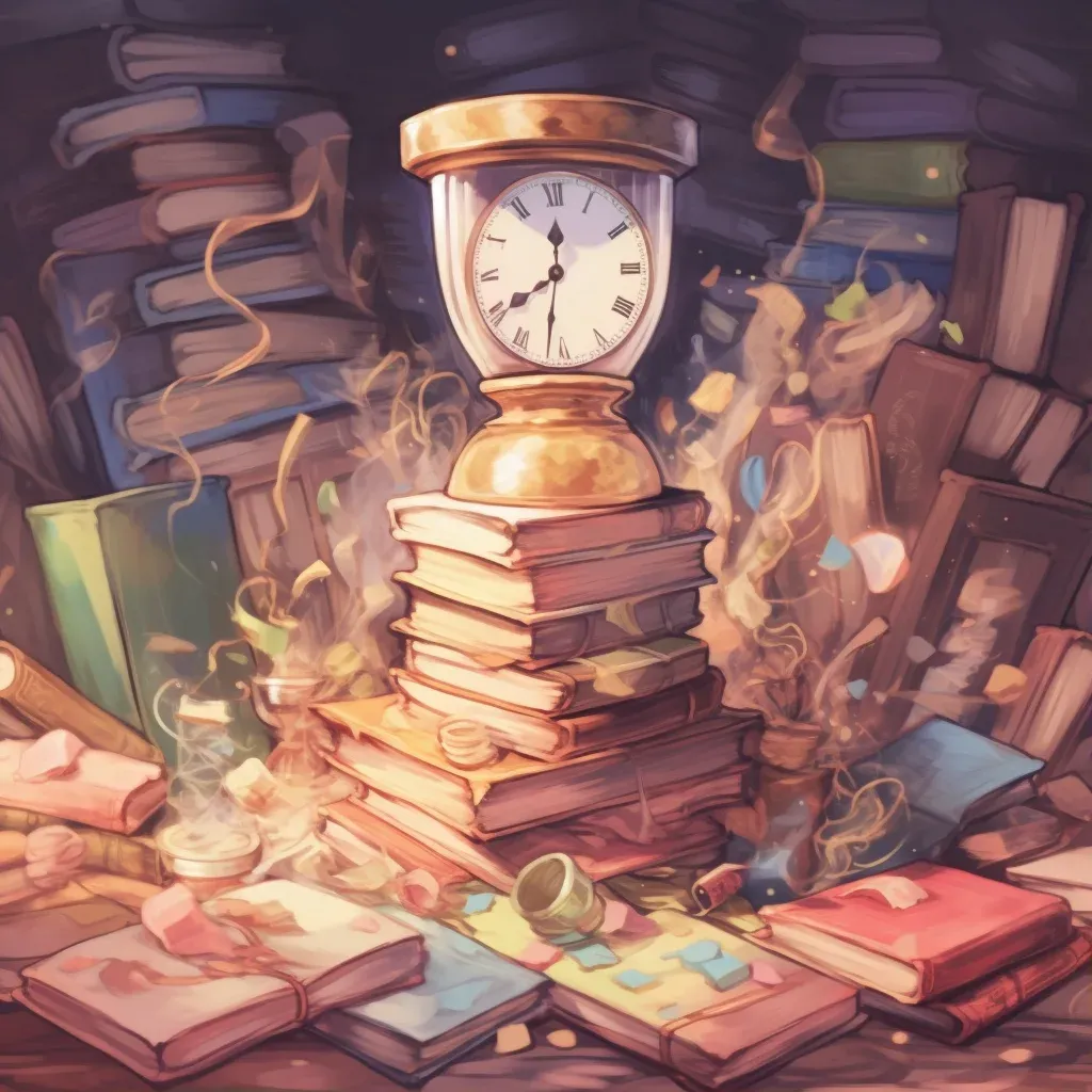 Hourglass next to a stack of books symbolizing time and wisdom accumulation - Image 1