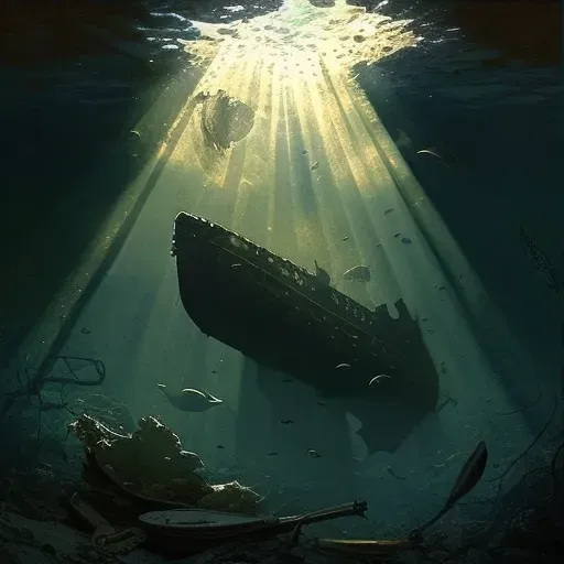 Lonely shipwreck with curious fish and sunlight in sea - Image 3