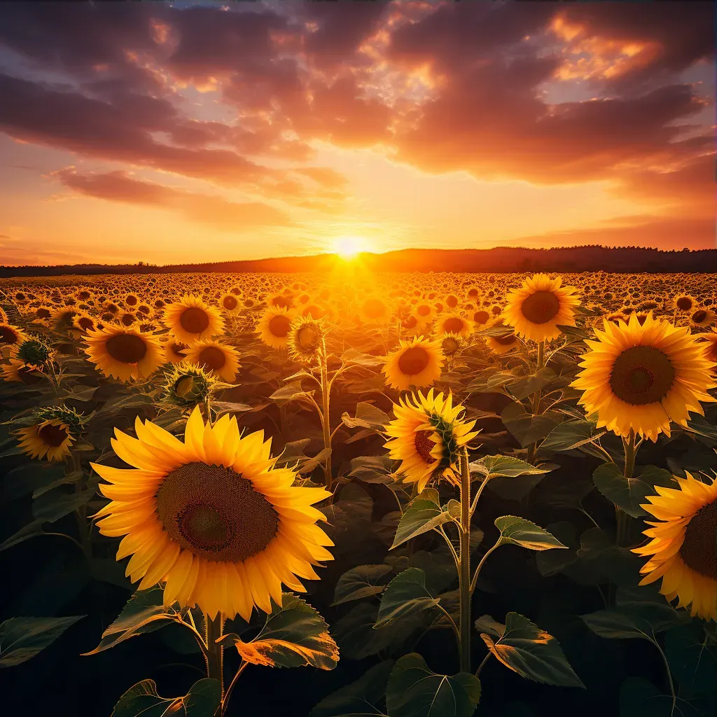 A stunning sunflower field at sunset - Image 3