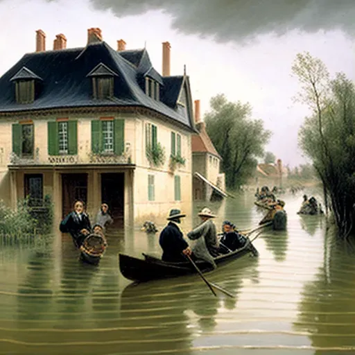 Countryside village flood with houses submerged - Image 1