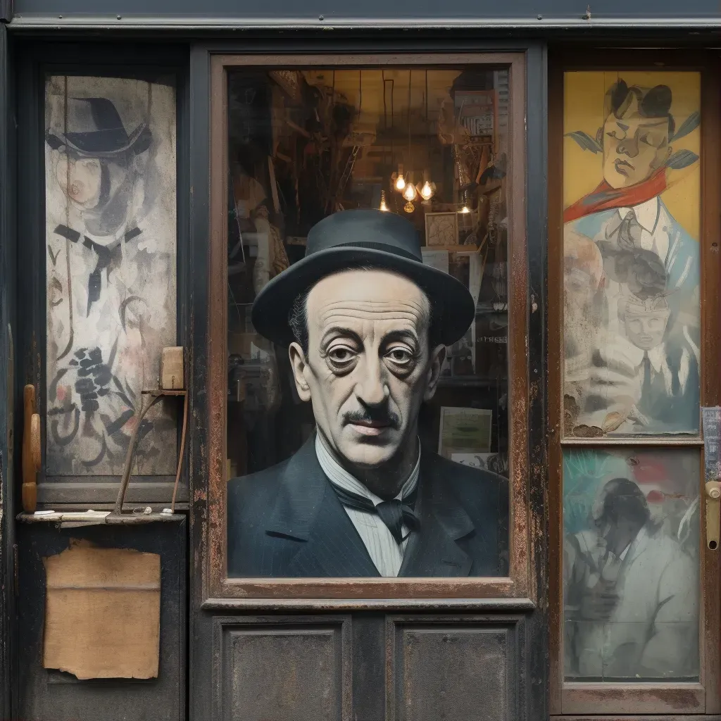 Detailed portrait of a famous figure painted on a closed storefront shutter - Image 1