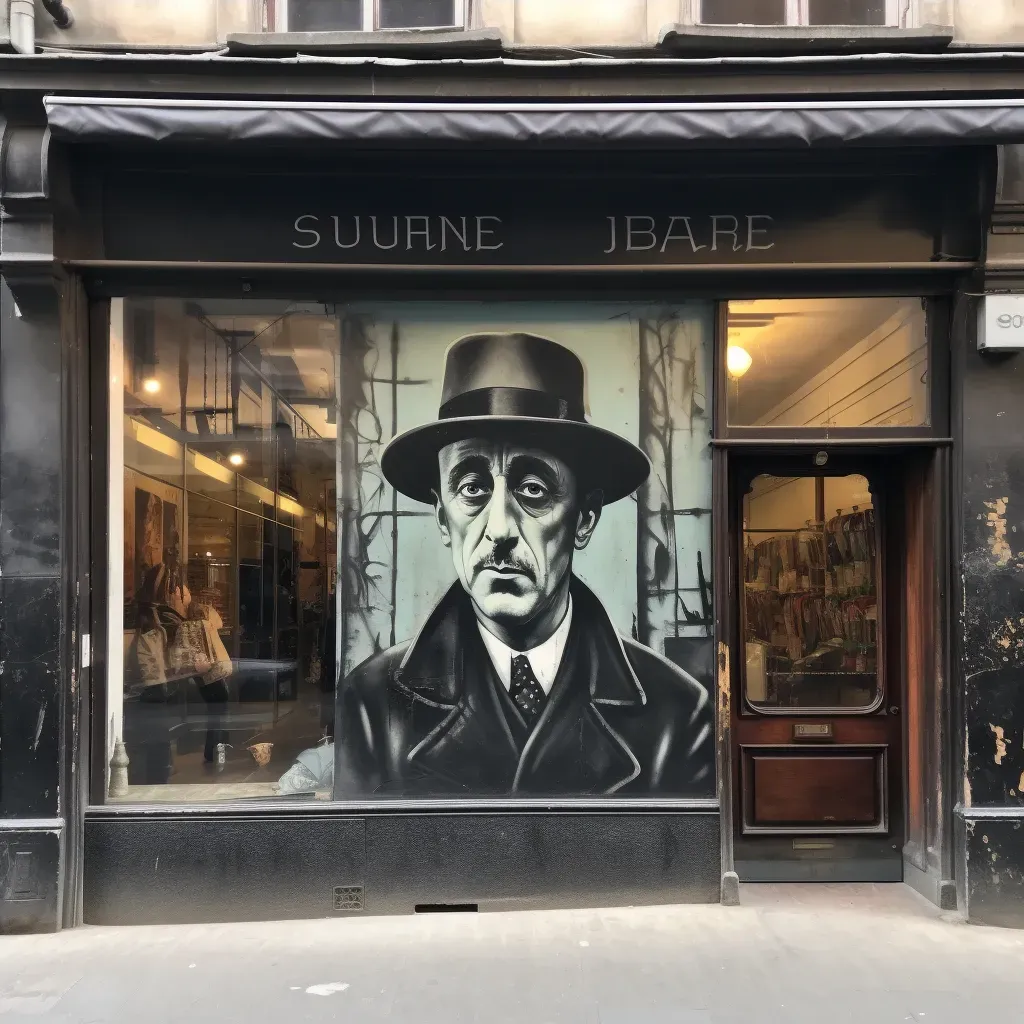 Detailed portrait of a famous figure painted on a closed storefront shutter - Image 4