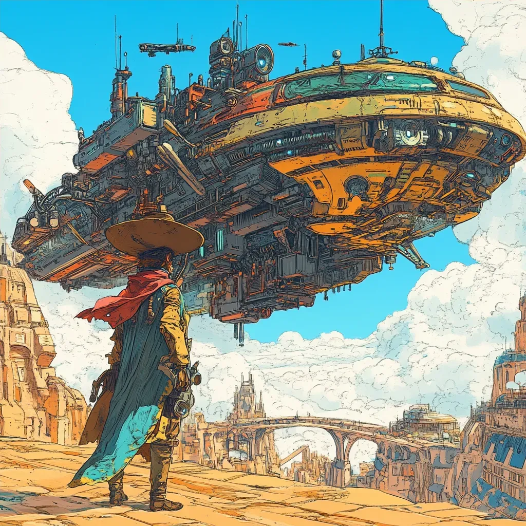 Vibrant comic art of a western steampunk showdown - Image 4