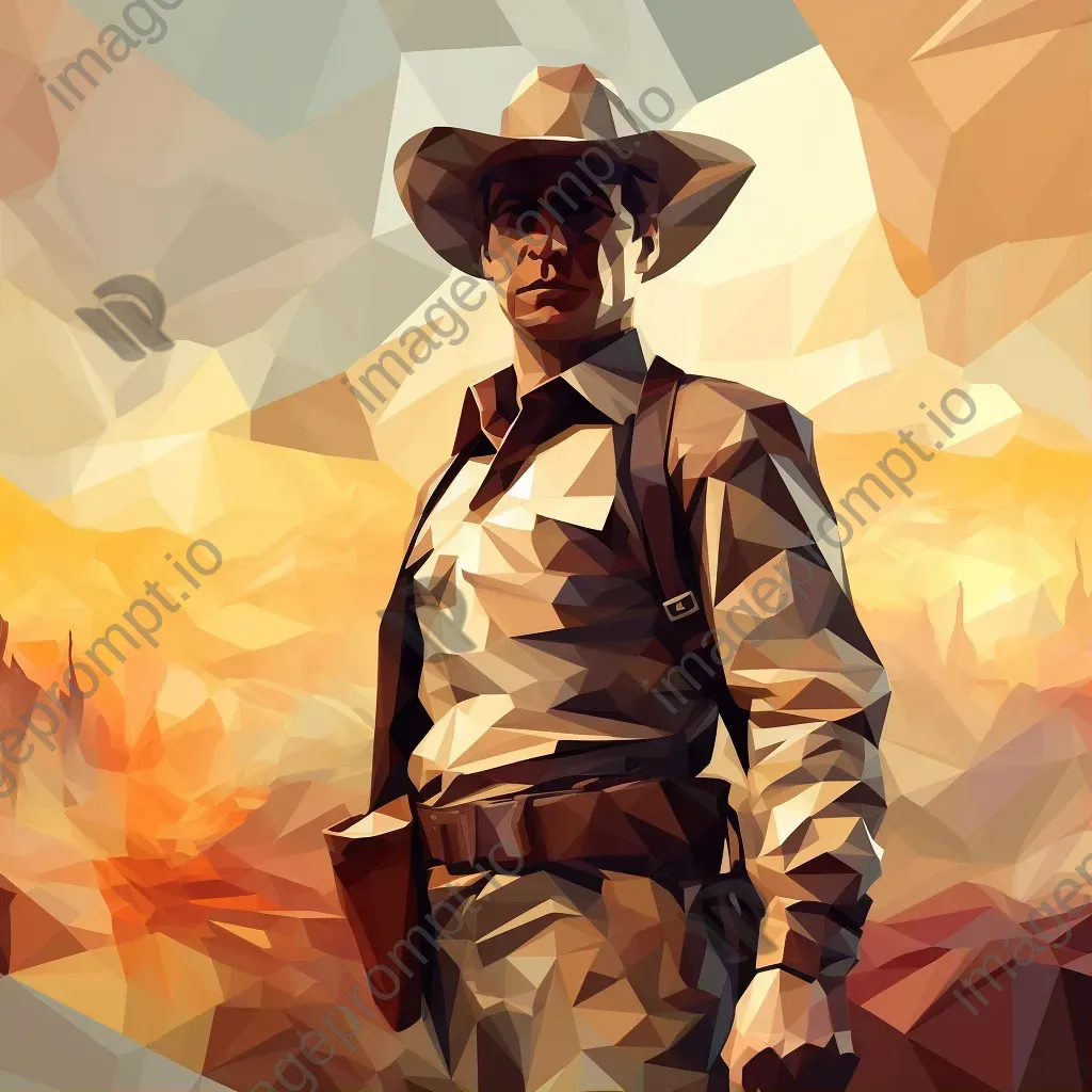 Low poly cowboy in a nostalgic western setting - Image 1