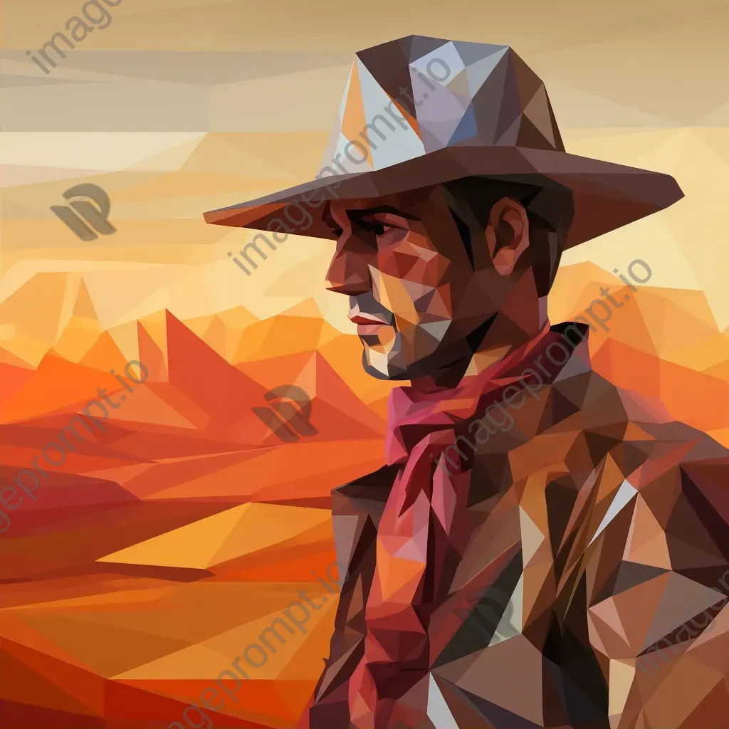 Low poly cowboy in a nostalgic western setting - Image 2