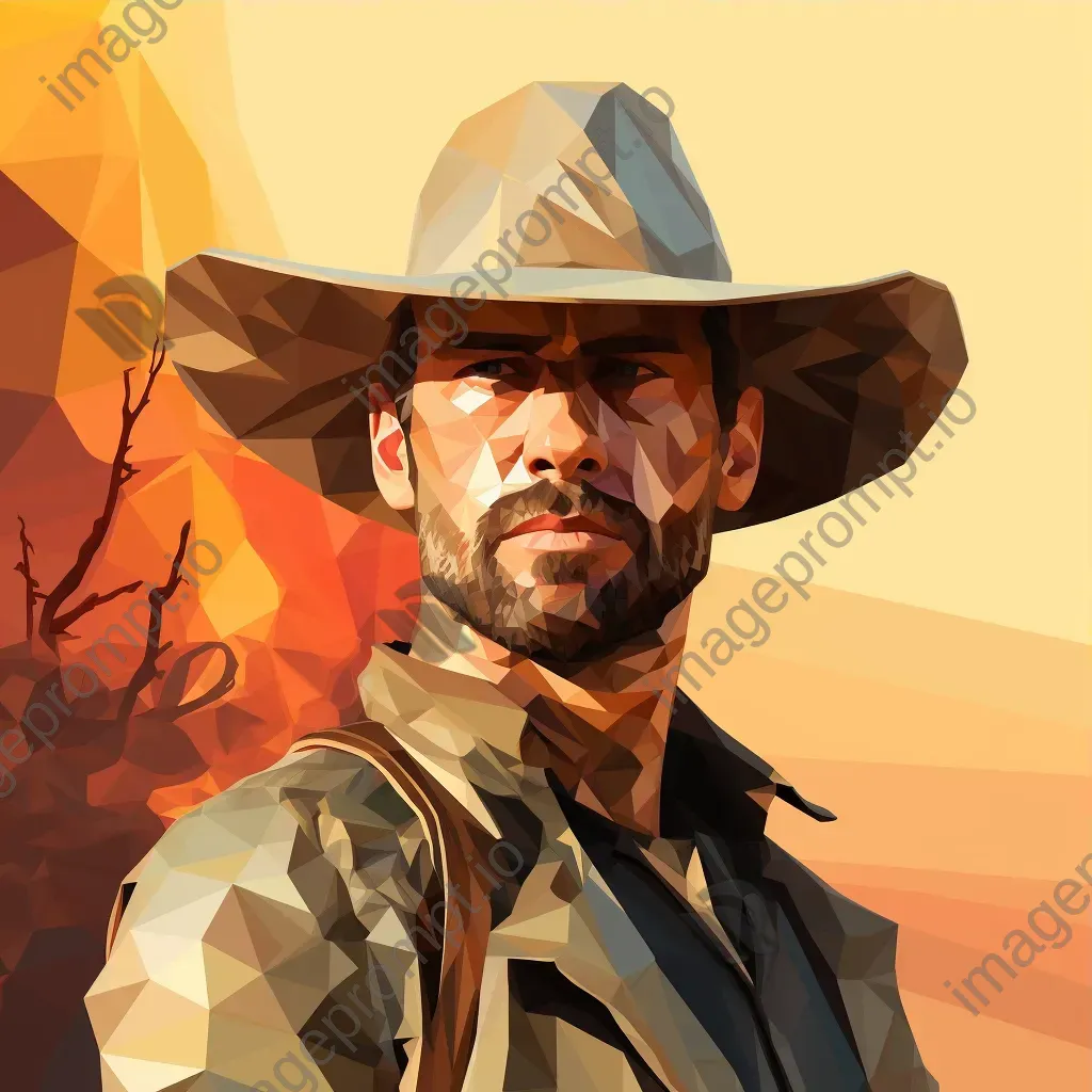 Low poly cowboy in a nostalgic western setting - Image 3