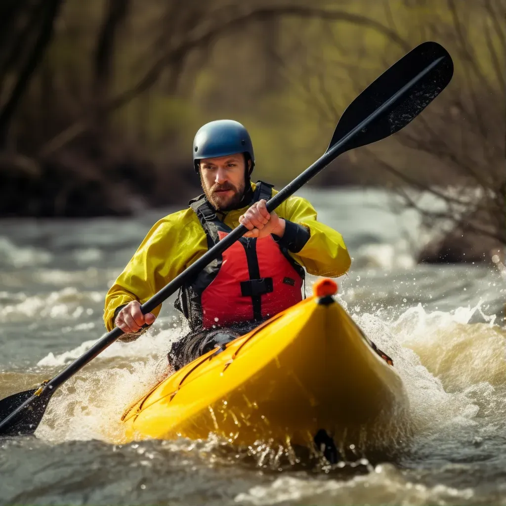 Kayaker Navigating Rapids