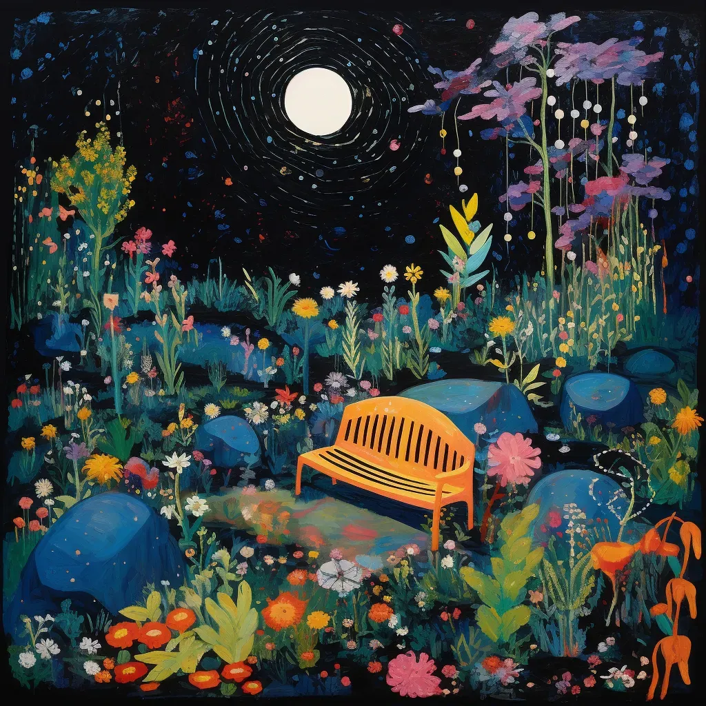 Moonlit garden with fireflies and jasmine flowers - Image 1