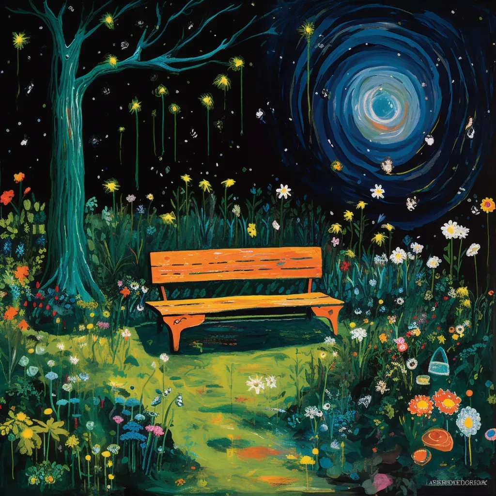 Moonlit garden with fireflies and jasmine flowers - Image 3