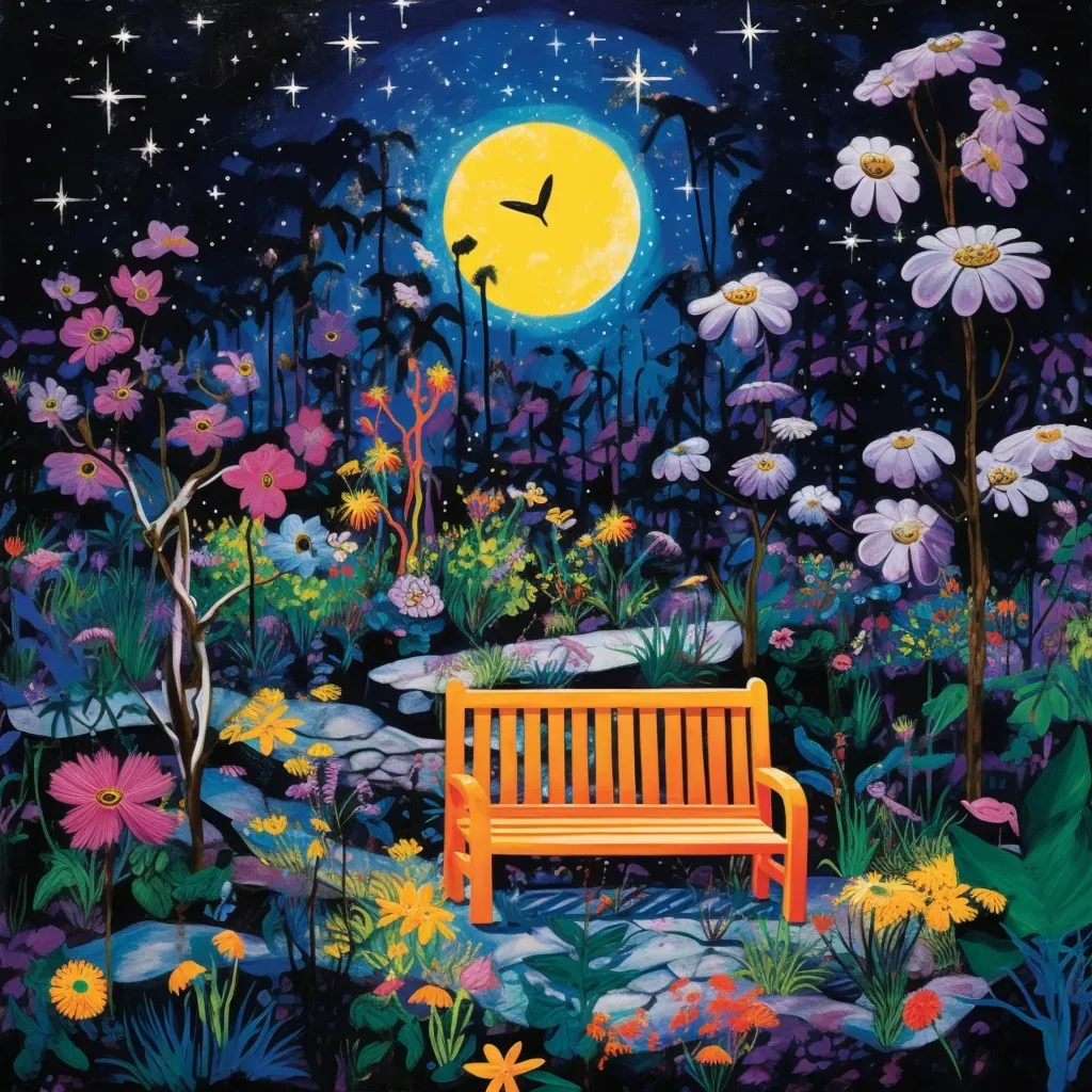 Moonlit garden with fireflies and jasmine flowers - Image 4