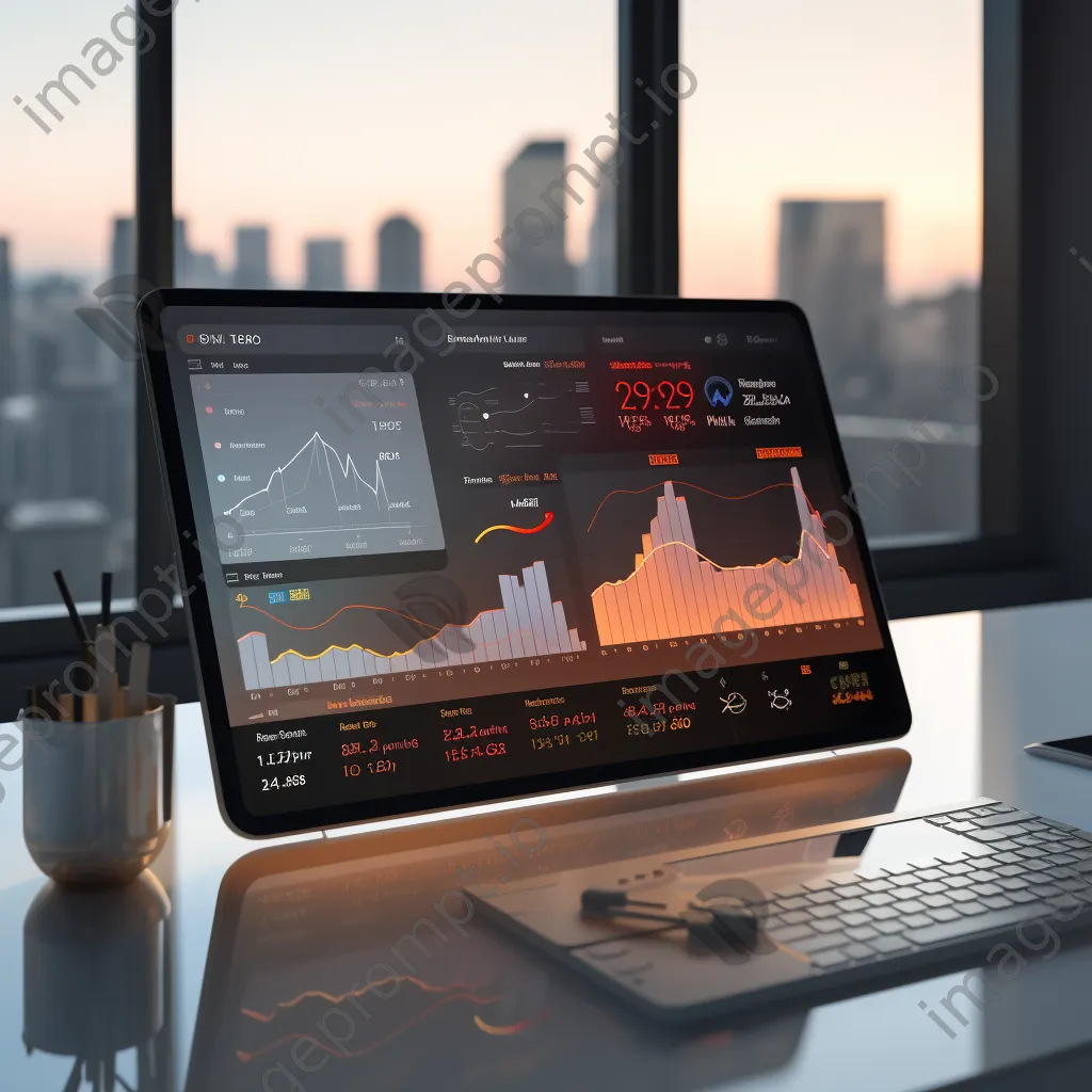 Professional using a transparent tablet displaying a cloud dashboard. - Image 1