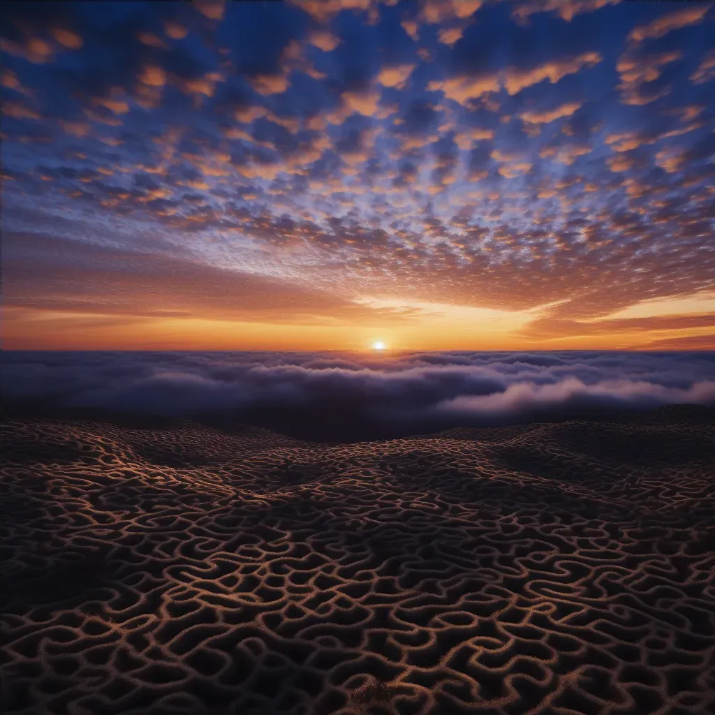 Image of intricate cloud labyrinth in a twilight sky with a distant shining star - Image 4