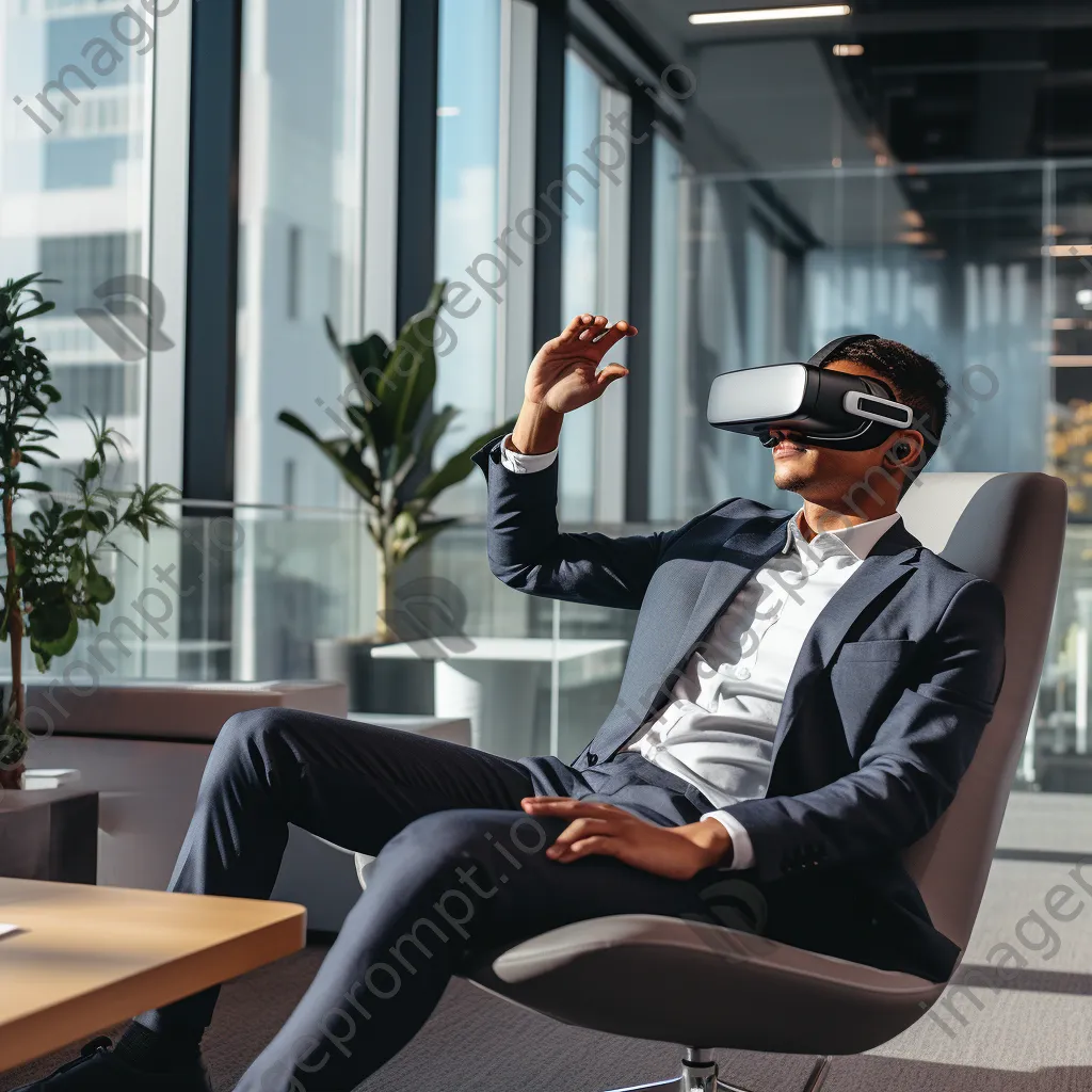 Office worker attending a virtual conference in VR. - Image 1