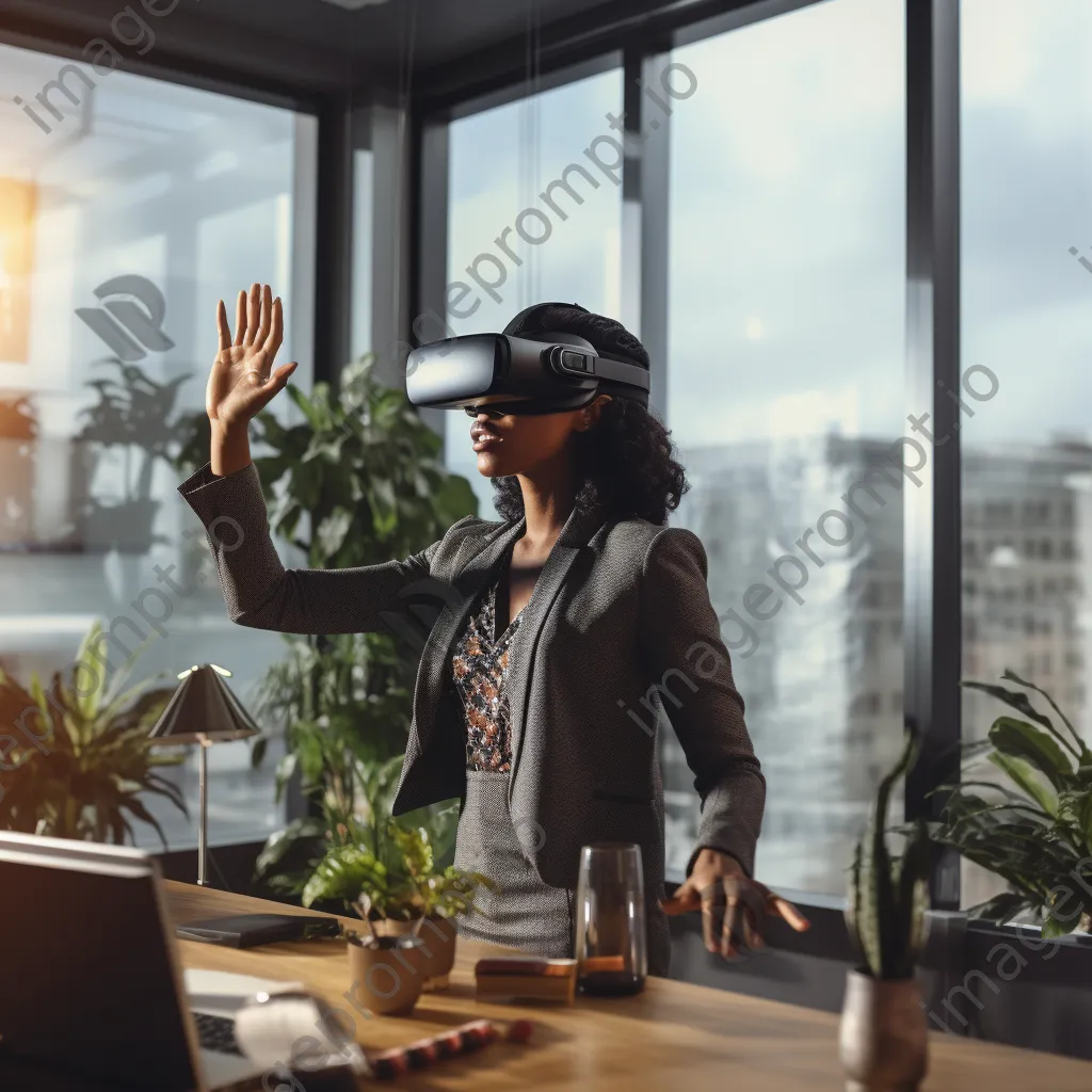 Office worker attending a virtual conference in VR. - Image 2