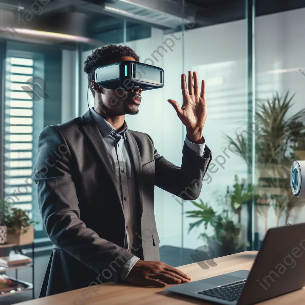 Office worker attending a virtual conference in VR. - Image 3