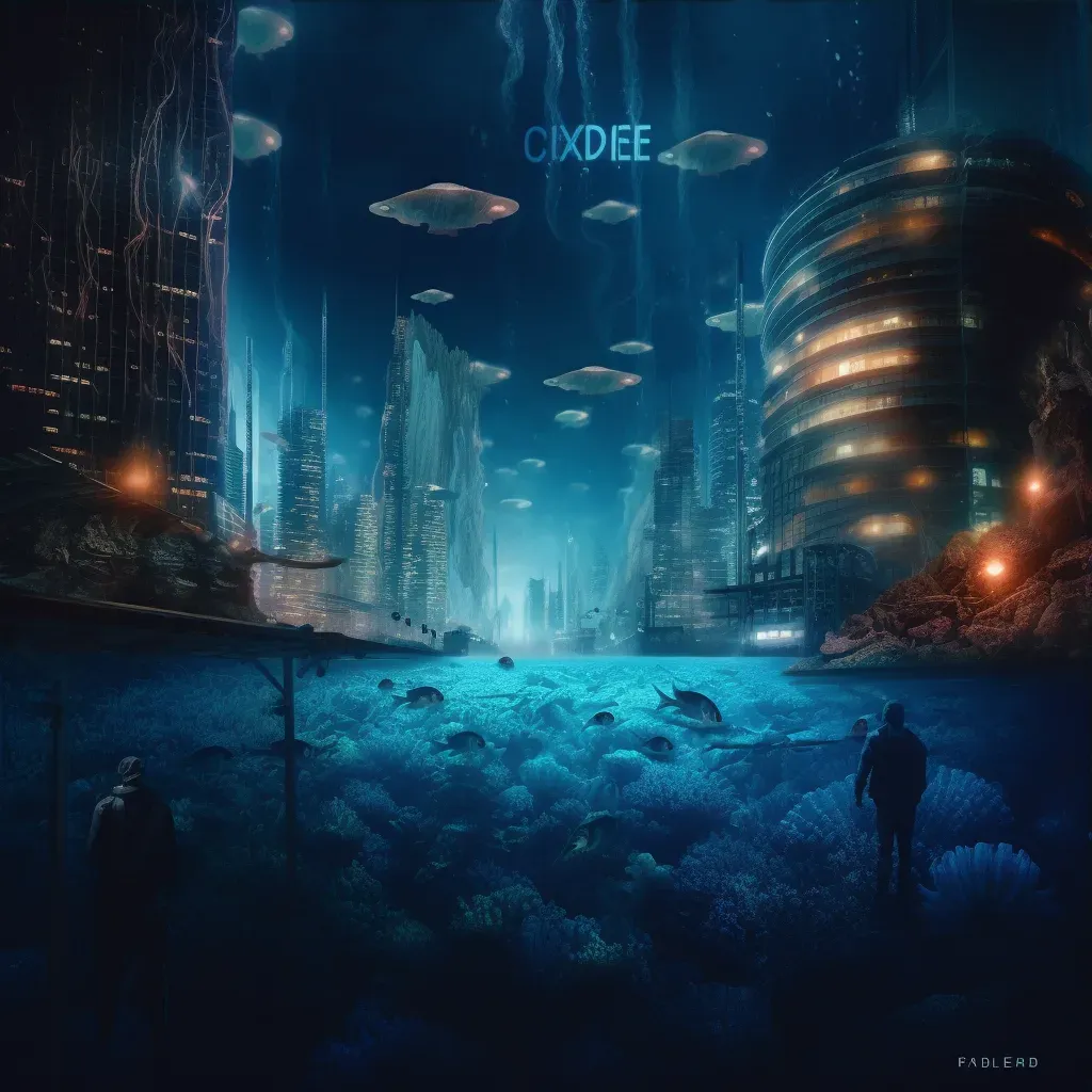 Underwater city with coral buildings and bioluminescent creatures - Image 3