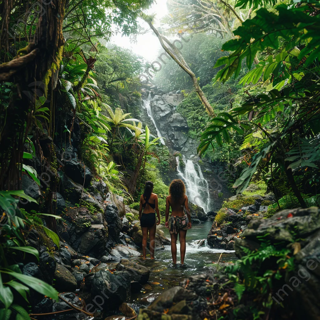 A couple standing in front of a hidden waterfall - Image 3