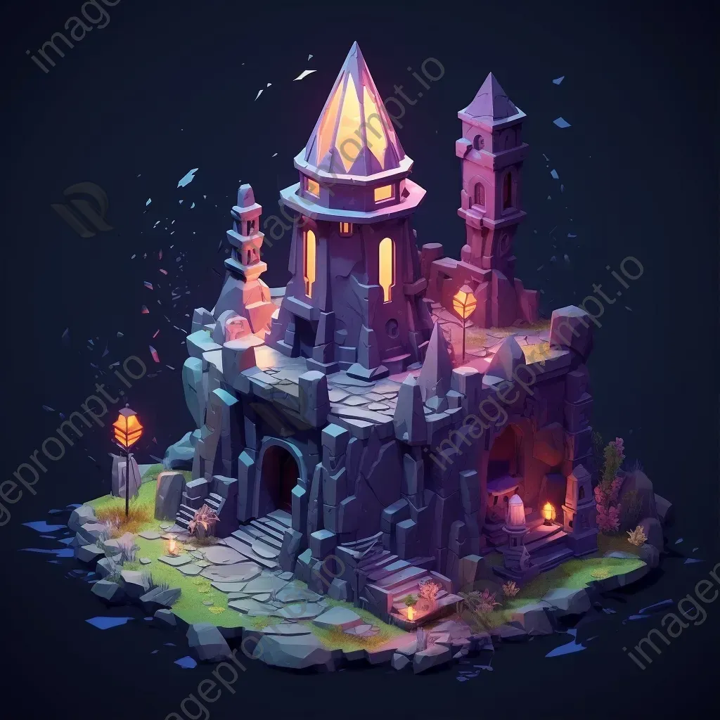 Isometric view of a low poly mage