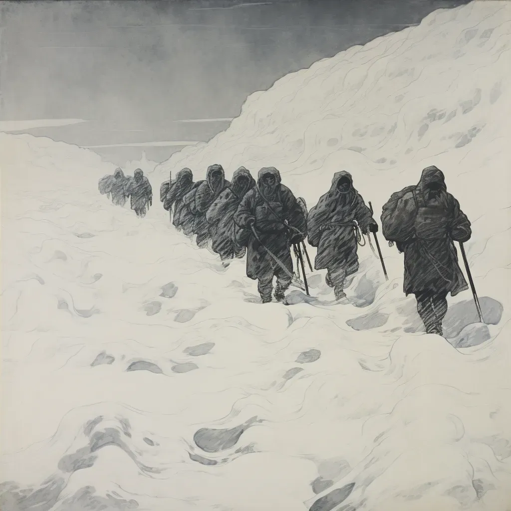 Group of explorers trekking through Arctic snowstorm - Image 2