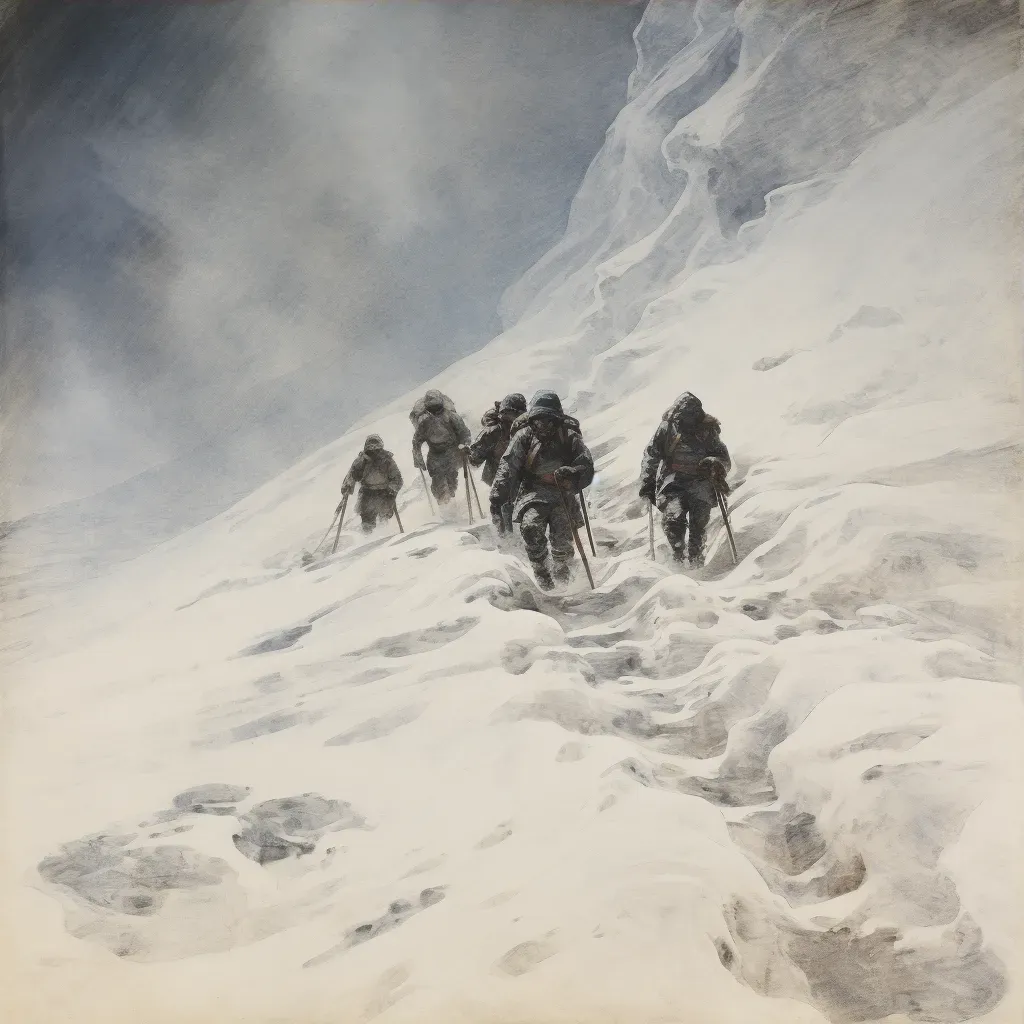 Group of explorers trekking through Arctic snowstorm - Image 3