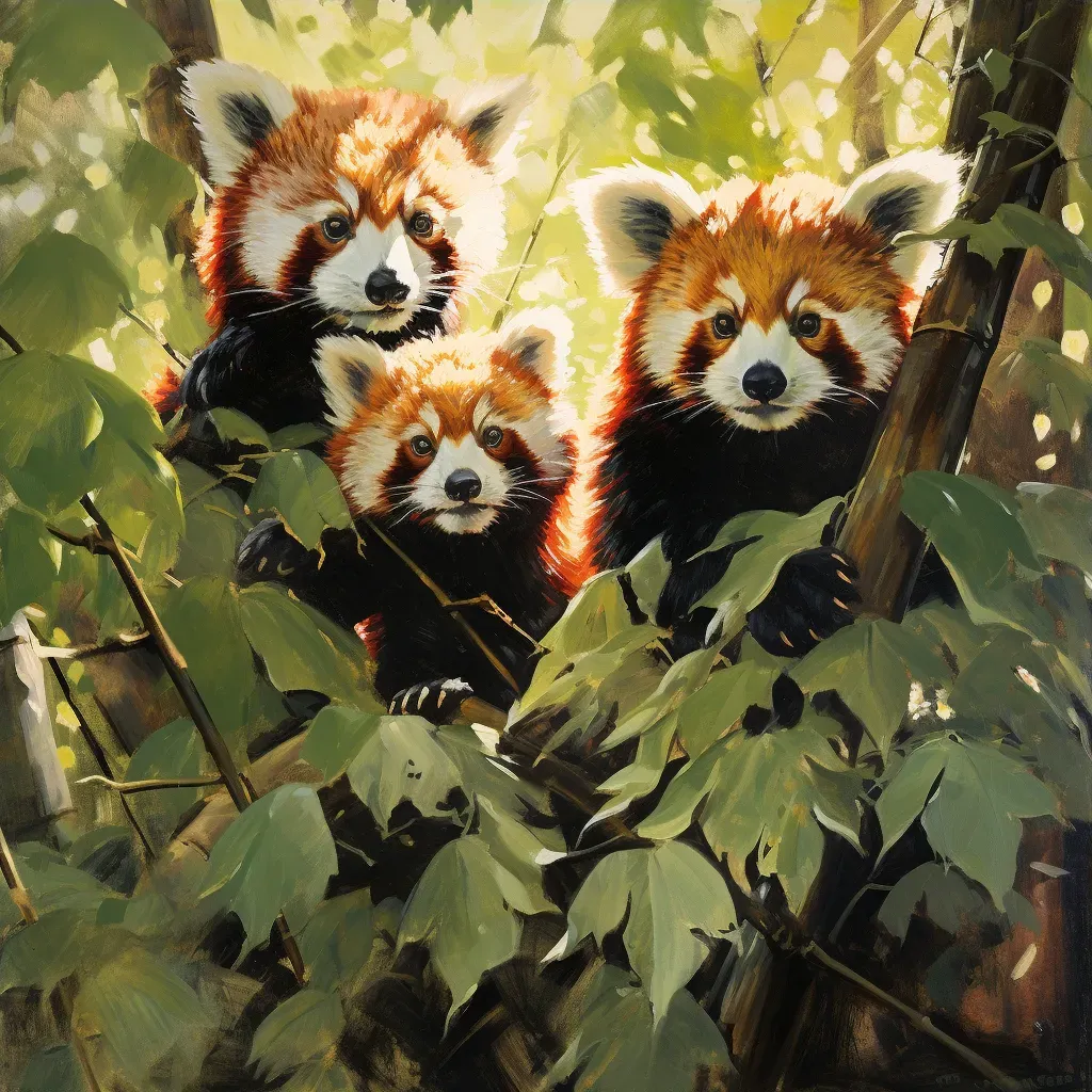 Red Pandas playing in bamboo forest under morning light - Image 3